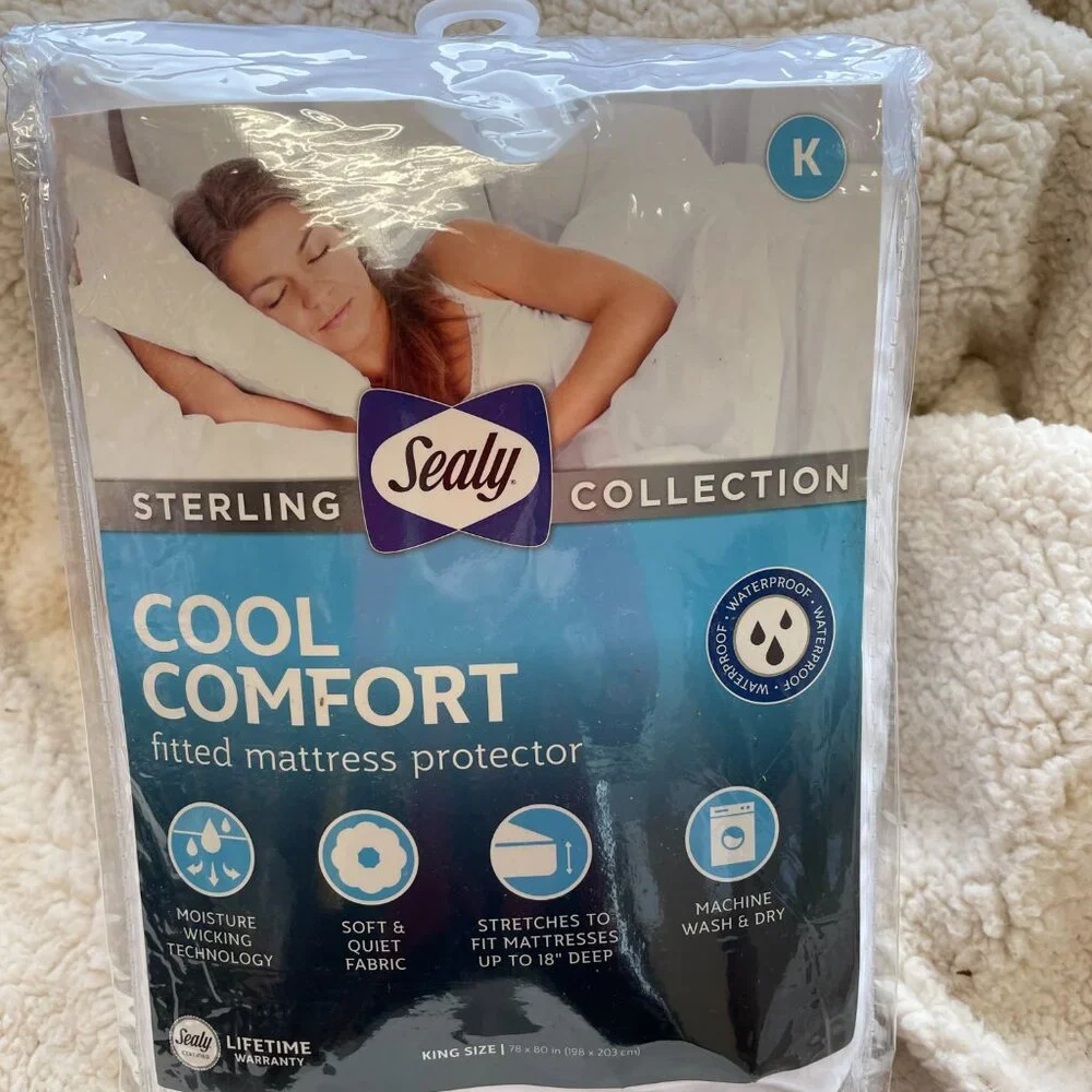 Sealy Sterling Collection Cool Comfort Mattress Protector, King & Queen, NWT